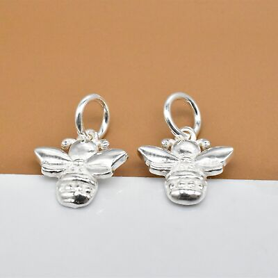 #ad 2pcs 925 Sterling Silver Honey Bee Charms for Insect Bracelet Necklace Earring