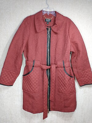 #ad Dennis Basso Sz XL Madison Avenue Water Resistant Novelty Quilted Coat Spice