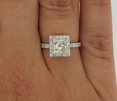 #ad 3 Ct Square Pave Princess Cut Diamond Engagement Ring SI2 D White Gold 14k