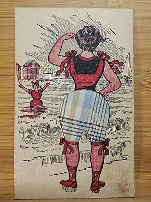 #ad #ad Rare 1908 Pincushion WOMAN AT BEACH Fabric Bathing Suit Sachet RISQUE Posted