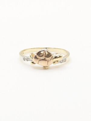 #ad 14K 1.8g Solid Yellow Gold Rose Turtle Ring Cute Petite Animal Size 6.5