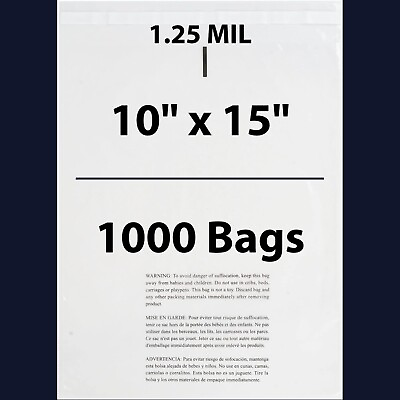 #ad 10quot; X 15quot; 1000 Bags 1.25 Mil Resealable Suffocation Warning Bags