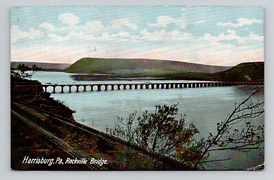 #ad Postcard Rockville Bridge amp; Railway Harrisburg Pennsylvania PA Antique G18