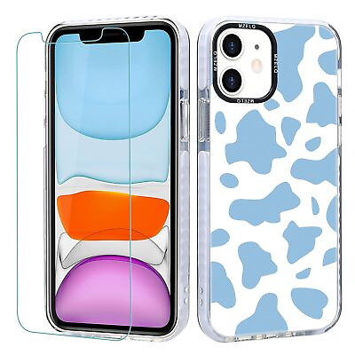#ad Designed for iPhone 11 Case Cute Blue Cow Print TPU Phone Blue Cow Patterns ...