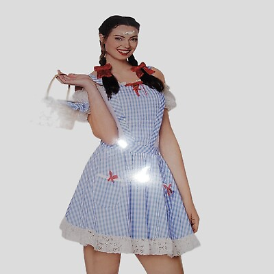 #ad Spirit Adult Dorothy Small Blue Gingham Dress Sexy Halloween Costume T10