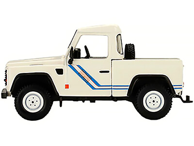 #ad Land Rover Defender 90 Pickup Truck White with Blue Stripes Limited Edition to 3