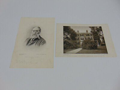 #ad James Russell Lowell amp; Elmwood Home print SET 5.5x8quot; Perry Pictures 1908 antique