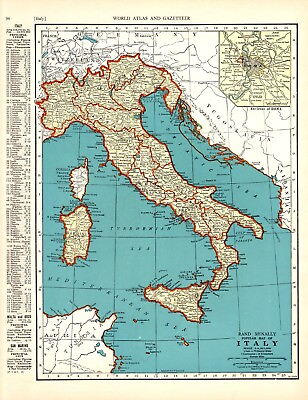 #ad 1940 Vintage Italy Map Gallery Wall Decor Antique Atlas Map of Italy 1584