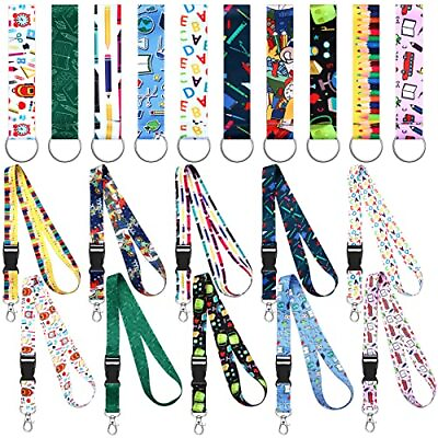 #ad 20 Pieces Neck Lanyards and Wristlet Keychain Strap Lanyards for ID Badges Ca...