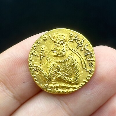 #ad Museum Quality Ancient Kushan Empire Huvishka 18karat Gold Coin Circa AD 151 190