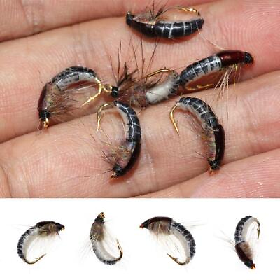 #ad 6Pcs#12 Realistic Nymph Scud Fly For Trout Fishing 2024 Insect Baits NEW