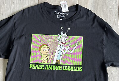 #ad Rick and Morty Adult Swim Ripple Junction Peace Among Worlds T shirt Large NWT