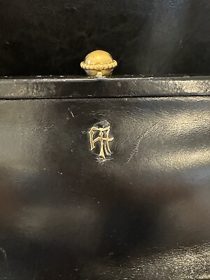 #ad Vintage Elite Handbags Small Black Leather Clutch Evening Bag Gold Hardware