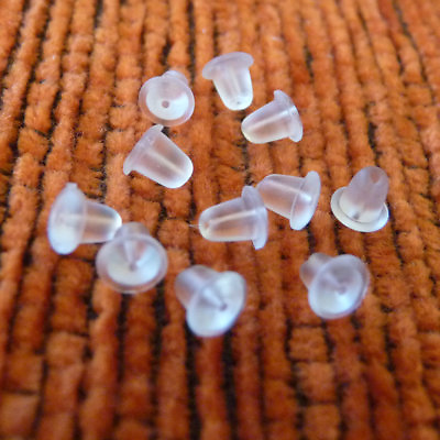 #ad 50pcs Rubber Earring Backs Plastic Soft Clear Silicone Ear Stoppers Stabilizers