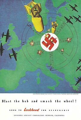#ad 1944 Lockheed Vintage Color Print Ad WW2 Aircraft WWII Airplane Flight World War