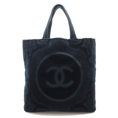 #ad CHANEL CC mark tote bag large tote beach bag pile black