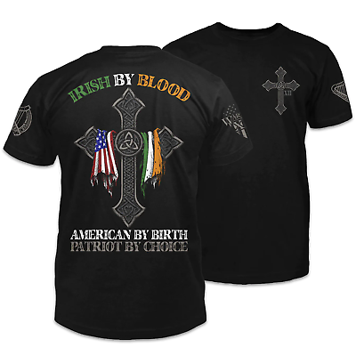 #ad Irish By Blood Patriotic T Shirt American Pride Veteran Support Tee