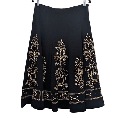 #ad Sunny Leigh Black and Gold Embroidered Skirt Size 8