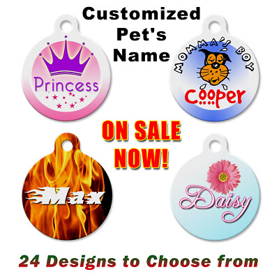 Personalized Pet Name Tags for Dog amp; Cat Custom Designs Unique ID Tag #A024