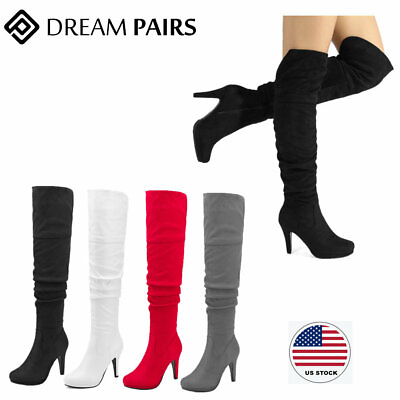 DREAM PAIRS Womens Ladies Thigh High Over The Knee Boots Stretch High Heel Boots $38.34