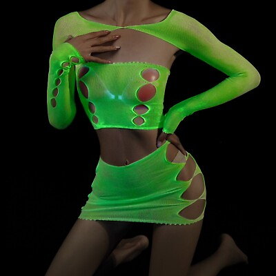 #ad Glow In The Dark Fishnet Stockings Luminous Sexy Green Fishnets Lingerie Tights