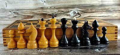#ad Vintage Wooden Chess Set Tournament Retro Folding Board 40х40 Rare ussr soviet