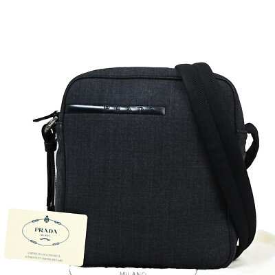 #ad PRADA Sport Shoulder Bag Shoulder Bag Canvas Leather Gray Black Italy 67KA171
