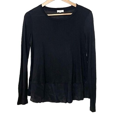 #ad Aritzia Wilfred Long Sleeve Black Rayon and Silk Blend Shirt Small
