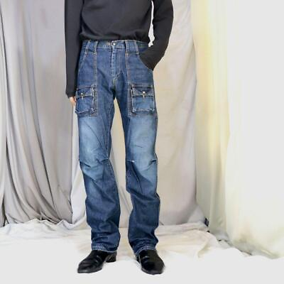 #ad CABANE de ZUCCa Cargo Straight Denim Pants Jeans Indigo Japan Men#x27;s S