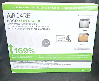 #ad AIRCARE HDC12 Super Wick Humidifier Replacement Filters 4 Pack EA1407 HD1409 New