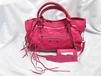 BALENCIAGA 115748 The City 2way Editor#x27;s Shoulder Bag Pink W 38cm Japan Used