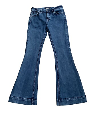#ad GRACE IN LA Womens Size 27 Flare Leg Bell Bottom Denim Blue Jeans 31quot; Inseam