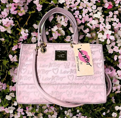 #ad Luv Betsey Johnson Purse LB Heart Embossed Light Pink Satchel Bag NWT