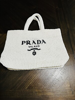 #ad Prada Crochet white tote bag Brand New Tote Large.