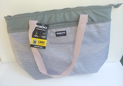#ad Igloo Essential Tote Insulated Cooler Bag Soft Sided Tote 30 Can Capacity NWT