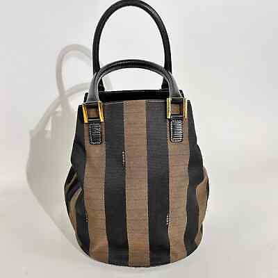 #ad Fendi Vintage Zucca Pequin Canvas Bucket Handle Bag
