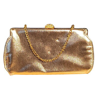 #ad Vintage Gold Clutch Evening Bag Goingout Designer Small