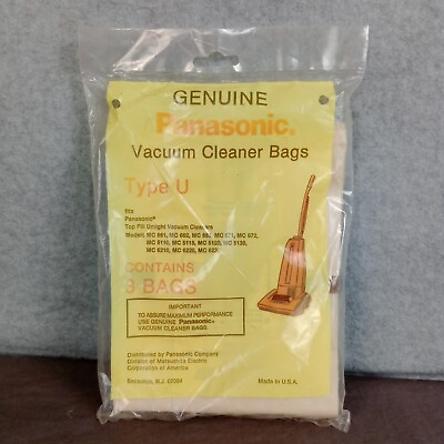 #ad Genuine Panasonic Type U Top Fill Upright Vacuum Cleaner Bags Pack of 3 NEW