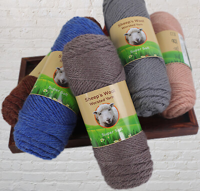 #ad Sheep#x27;s Wool Worsted Yarn Pack of 3 by Yonkey Monkey Knitting and Crocheting