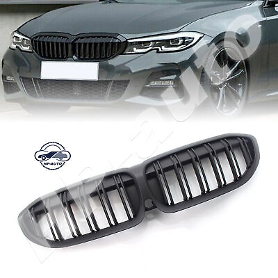 #ad Front Kidney Grille For 2019 2022 BMW 3 Series G20 Matte Black Double Slat Grill
