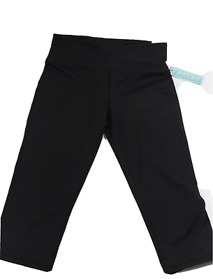 #ad Ideology Sports Women Crop Legging New S Black Solid UPF 50 Pocket Dry Wick