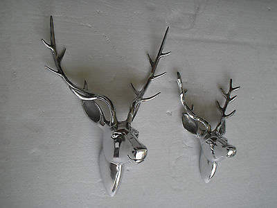 #ad Metal Wall Mounted Stag Head Set of 2 Pieces Deer head NW us