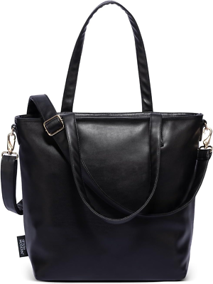 #ad Simple Modern Vegan Leather Tote Bag for Women Large Work Midnight Black