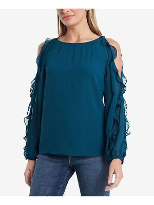 #ad 1. STATE Womens Ruffled Cold Shoulder Long Sleeve Scoop Neck Blouse