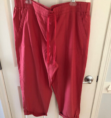 #ad Talbots Women#x27;s Cropped Pull On Pants Size 18 NWOT Rose With Ties Cuffed Legs