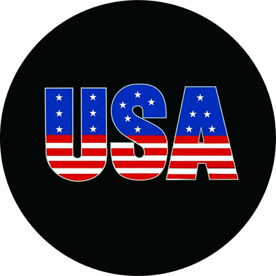 #ad USA Flag Tire Cover on Black Vinyl