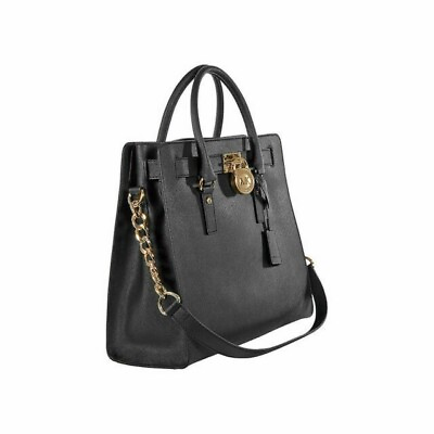 #ad Michael Kors Hamilton Large North South Tote Handbag Purse Black $358