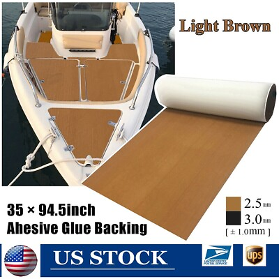 #ad Light Brown Boat Flooring Mat EVA Foam Marine Yacht Pontoon Deck Pad 35×94.5inch