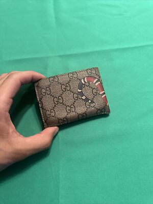 #ad Gucci Kingsnake Print GG Supreme Bifold Wallet