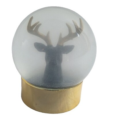 #ad Black Stag 8 Point Deer Head Snow Globe With Gold Base Home Decor Collectable